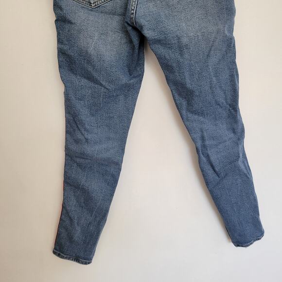 Zara Skinny Jeans Red Tuxedo Stripe Grosgrain High Rise Women 6 - Picture 8 of 12